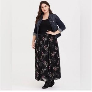 Torrid Black Floral Maxi Skirt
